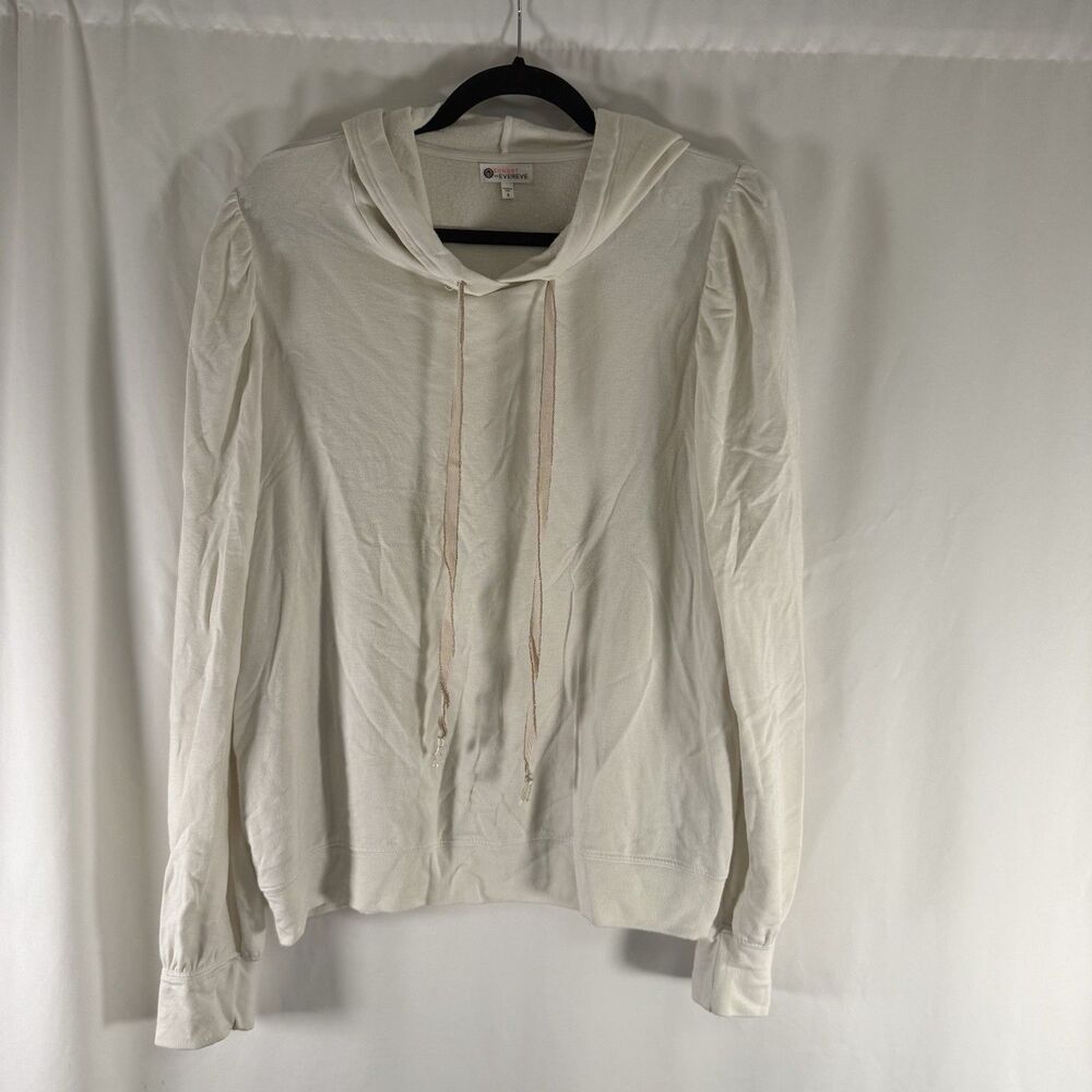 Sundry for Evereve Sweatshirt Women's 3 Large white Hooded Drawstring Long Slv